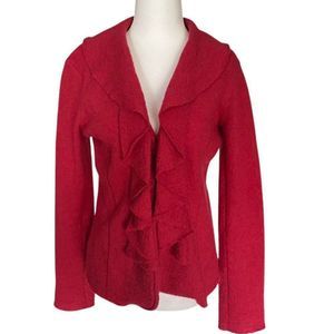 Charter Club Wool Button Up Ruffle Cardigan - Size Small